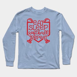 Eat Sleep Softball Repeat Cute Funny Long Sleeve T-Shirt